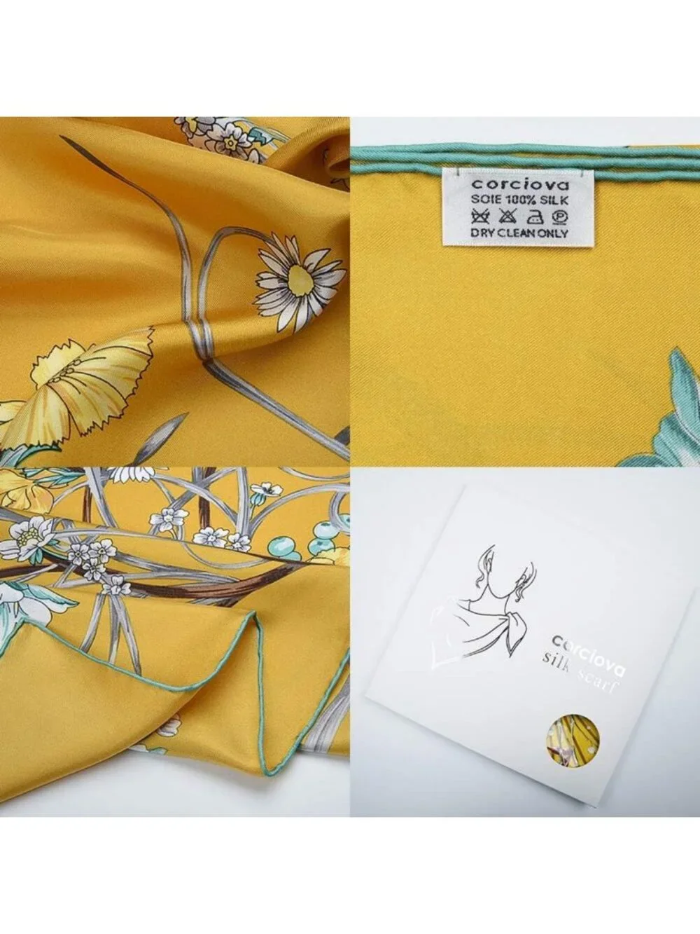 21x21 Real Silk Lightweight Neck Scarf for Women - Soft Hair Bandana & Headband